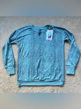 NWT Mondetta Ladies' Lightweight Relaxed Printed Sweatshirt - Arctic Green - XS